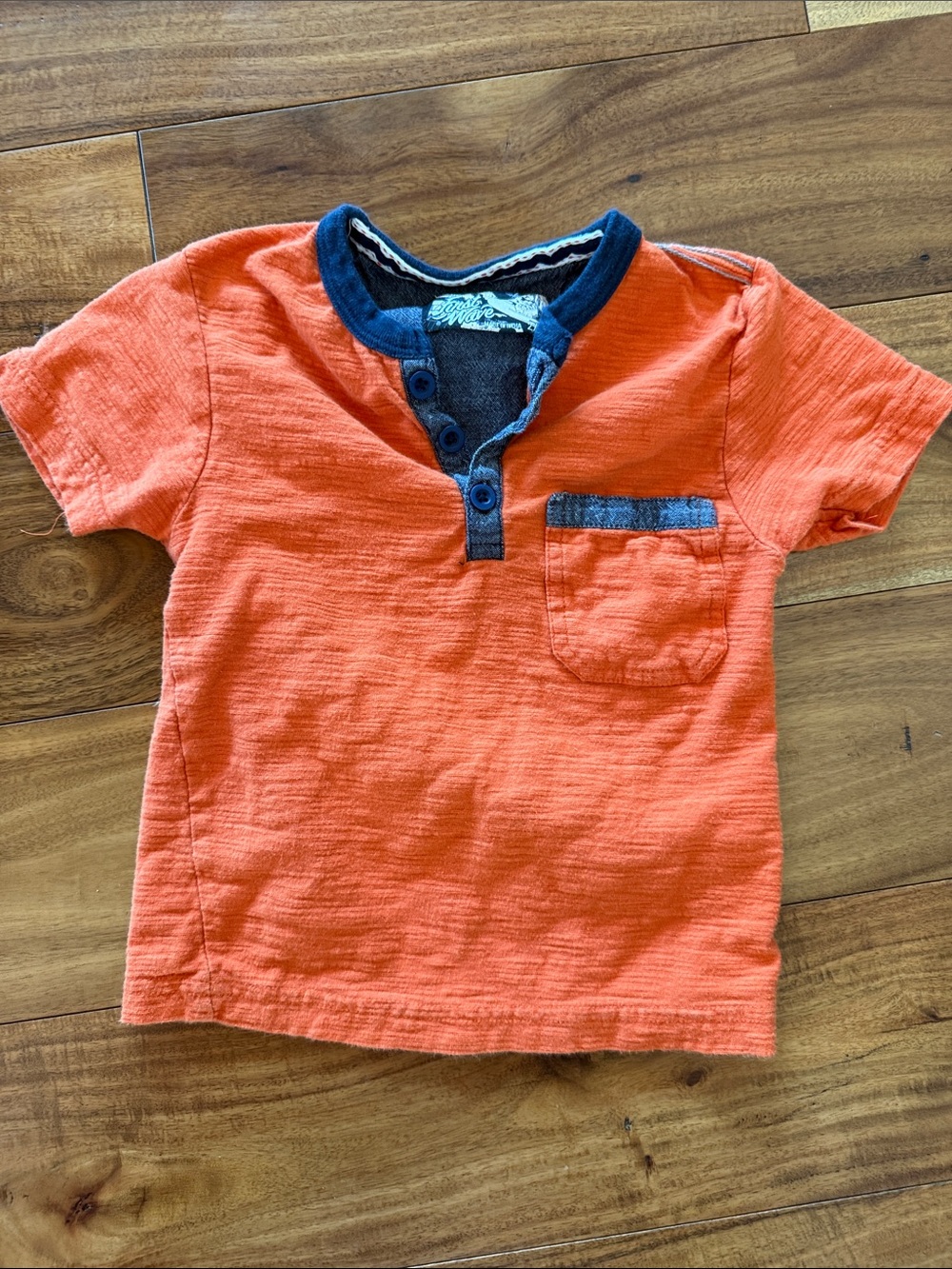 First Wave Orange Short-Sleeve Henley Tee with Navy Trim